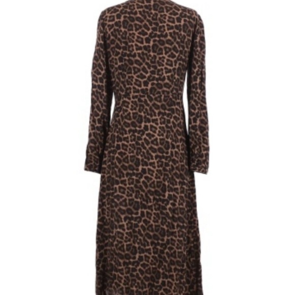 H&M Animal Print Dress midi Cheetah size 4 wrap long sleeves v‎ neck classic - Picture 5 of 13